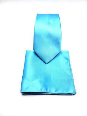 Blue Arctic Necktie and Pocket Square - The Upscale Banker